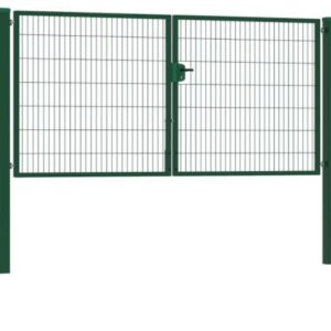 Zöld kétszárnyú 3D táblás kerítéskapu 5cm x 20cm-es osztású táblás betéttel, többféle méretben